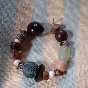 Mary Fisher Natural Beaded Bracelet with Jade, Earth Tones